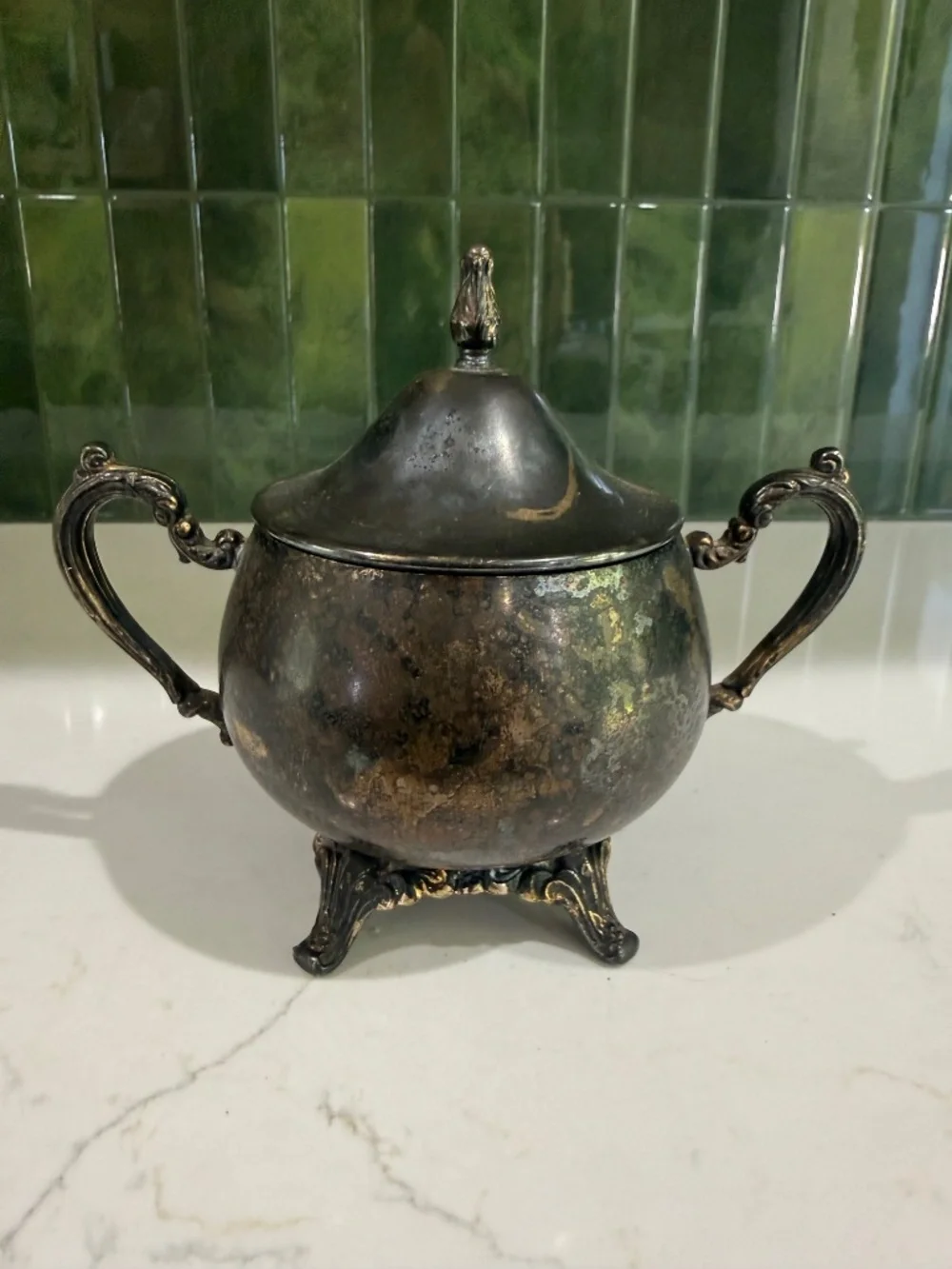 Oneida Antique Silverplate Footed Sugar Bowl